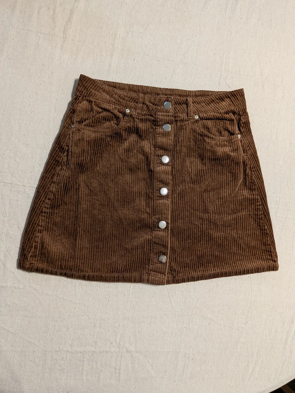 Blue Rain Brown Corduroy Button Down Mini Skirt Retro Fall - Picture 6 of 8